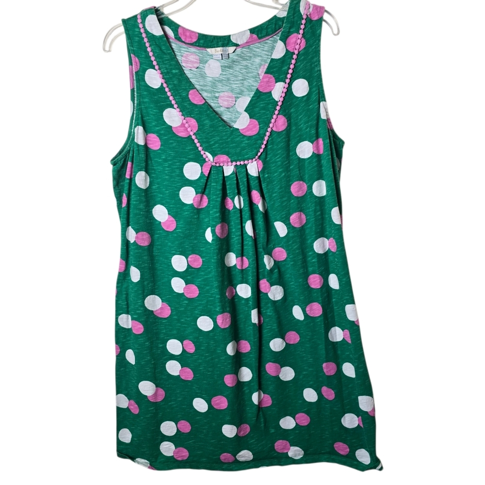 Boden Green Polka Dot Sleeveless V-Neck Dress - Picture 2 of 11
